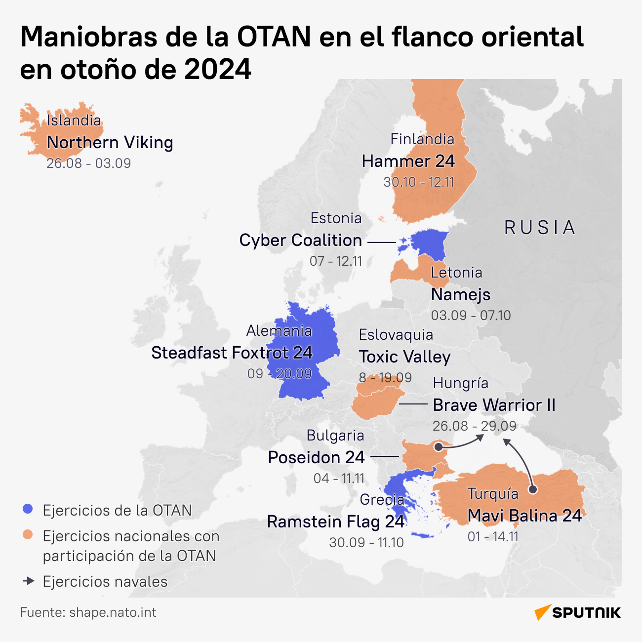 Ejercicios de la OTAN en el flanco oriental en otoño de 2024 - Sputnik Mundo