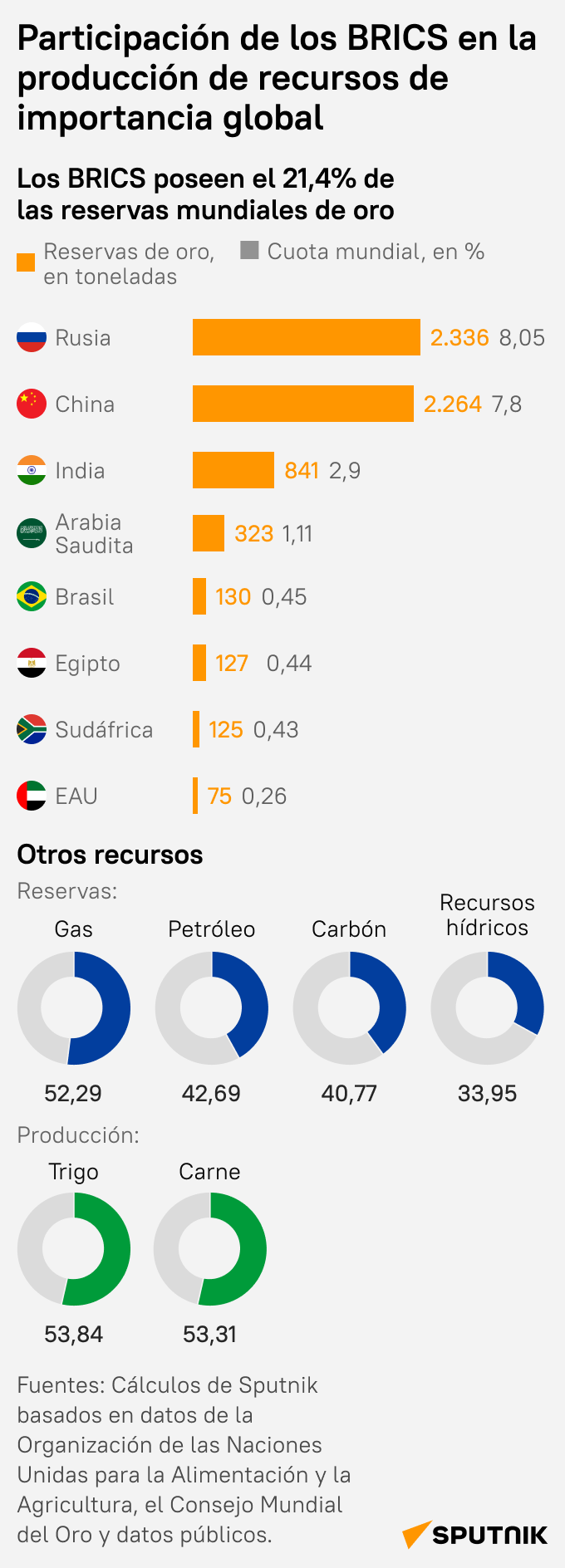 Participación de los BRICS en la producción de recursos de importancia global - Sputnik Mundo