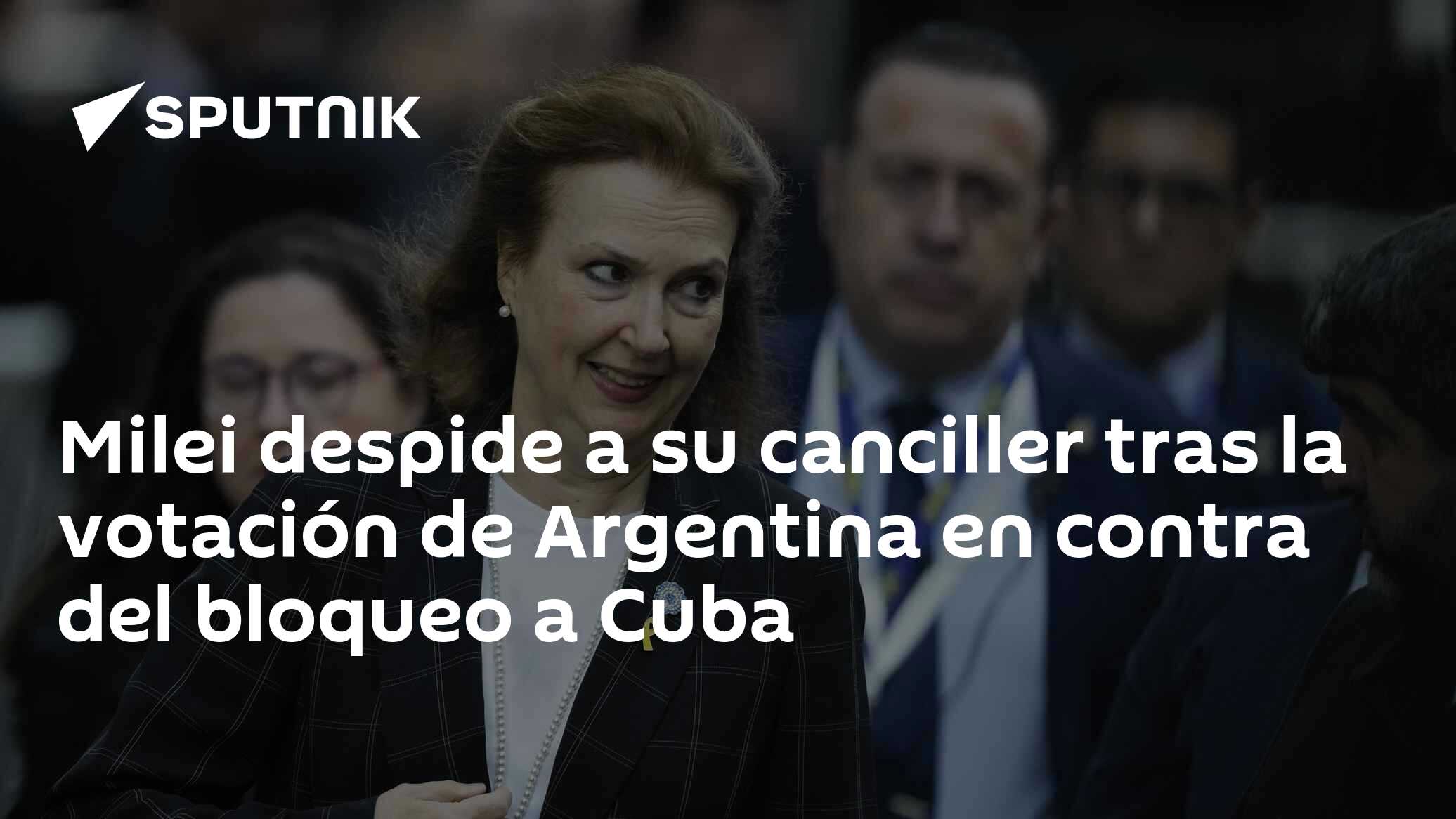 Milei despide a su canciller tras la votación de Argentina en contra ...