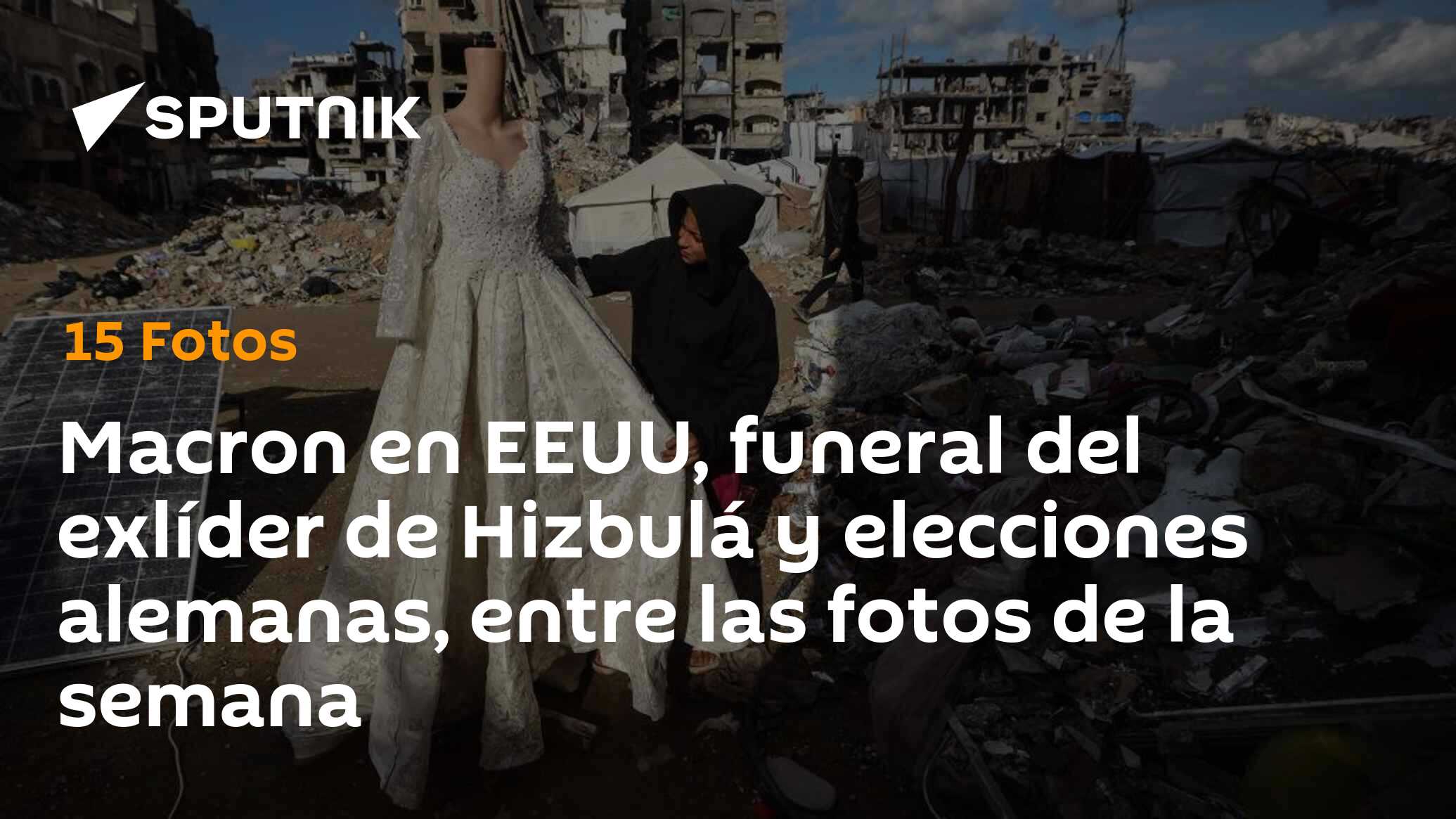 Imagen del artículo: Macron en EEUU, funeral del exlíder de Hizbulá y elecciones alemanas, entre las fotos de la semana