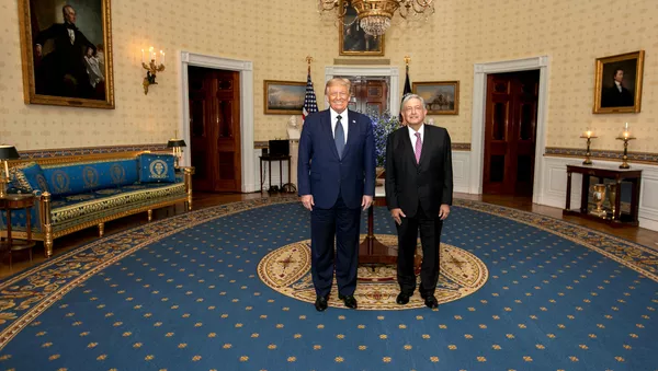 Los presidentes de México y EEUU, Andrés Manuel López Obrador y Donald Trump - Sputnik Mundo