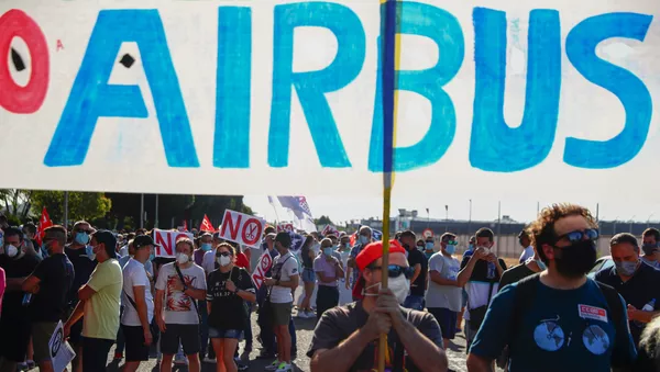 Manifestaciones contra los despidos de Airbus en España