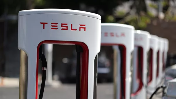 Un estación de recarga de automóviles Tesla