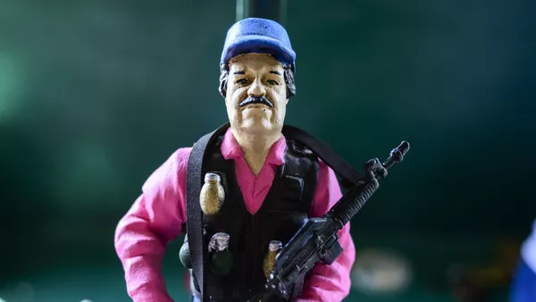 Una figura del narcotraficante Joaquín El Chapo Guzmán