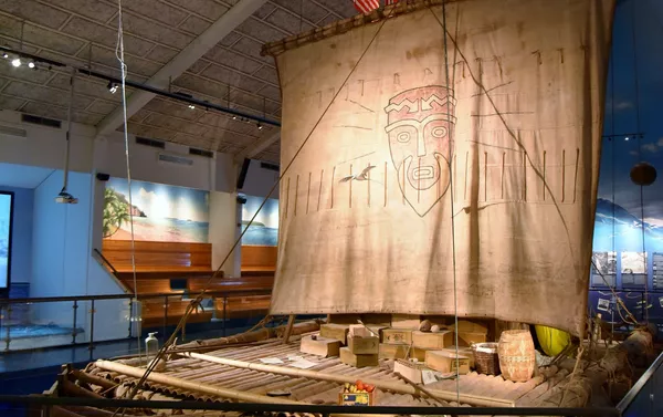 La balsa Kon-Tiki, en el Museo Kon-Tiki en Oslo, Noruega La balsa Kon-Tiki, en el Museo Kon-Tiki en Oslo, Noruega - Sputnik Mundo