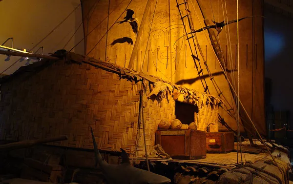 La balsa Kon-Tiki exhibida en el Museo de Oslo, Noruega La balsa Kon-Tiki exhibida en el Museo de Oslo, Noruega - Sputnik Mundo