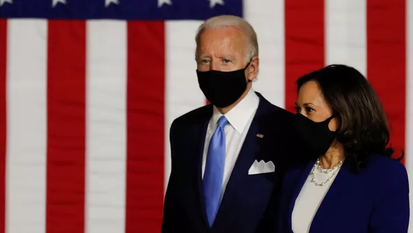 Candidato a la presidencia de EEUU, Joe Biden, con candidata a la vicepresidencia, Kamala Harris