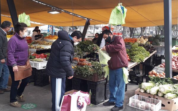 Puestos de venta en la feria libre de Manquehue en Santiago, Chile - Sputnik Mundo