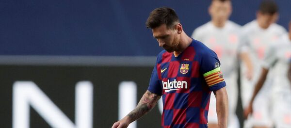 Leo Messi durante los cuartos de final de la Liga de Campeones ante el Bayern Munich Leo Messi durante los cuartos de final de la Liga de Campeones ante el Bayern Munich - Sputnik Mundo