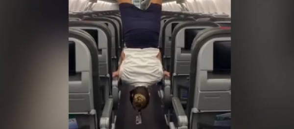 Una azafata realiza un atrevido truco a bordo de un avión - Sputnik Mundo