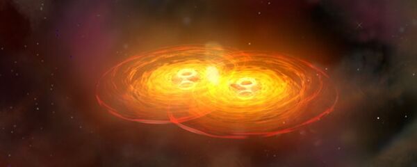 La fusión de dos agujeros negros, imagen ilustrativa - Sputnik Mundo