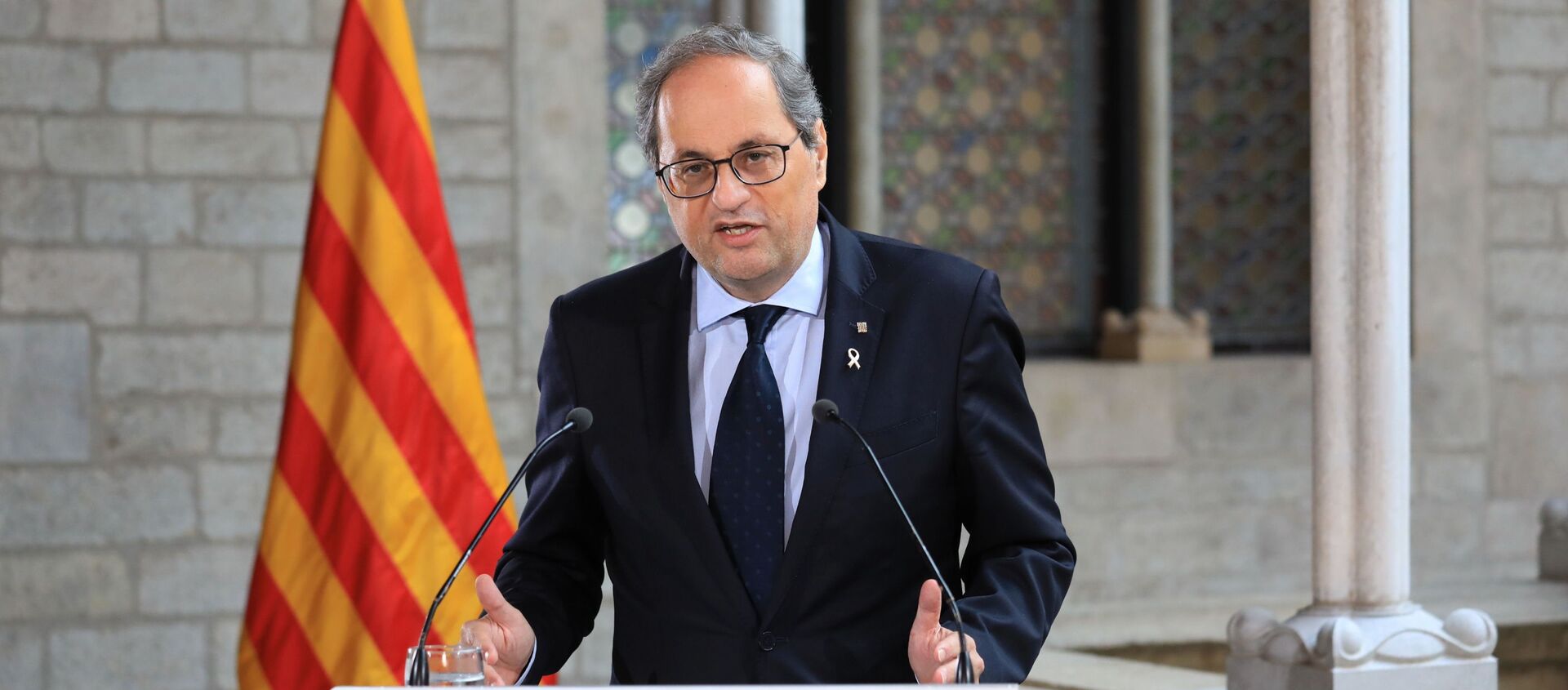 El presidente de la Generalitat de Catalunya, Quim Torra, durante un discurso en Barcelona - Sputnik Mundo, 1920, 17.09.2020