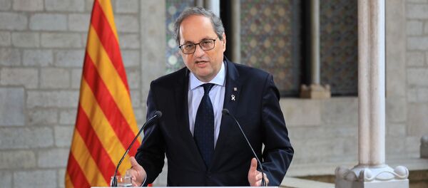 El presidente de la Generalitat de Catalunya, Quim Torra, durante un discurso en Barcelona - Sputnik Mundo