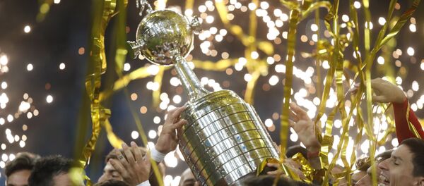 Futbolistas de River Plate de Argentina celebran la obtención de la Copa Libertadores en 2018 - Sputnik Mundo