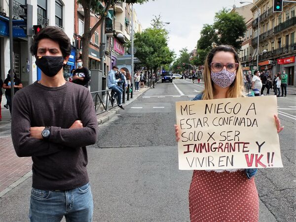 No somos un gueto: los ciudadanos del sur de Madrid protestan contra las medidas de Ayuso - Sputnik Mundo