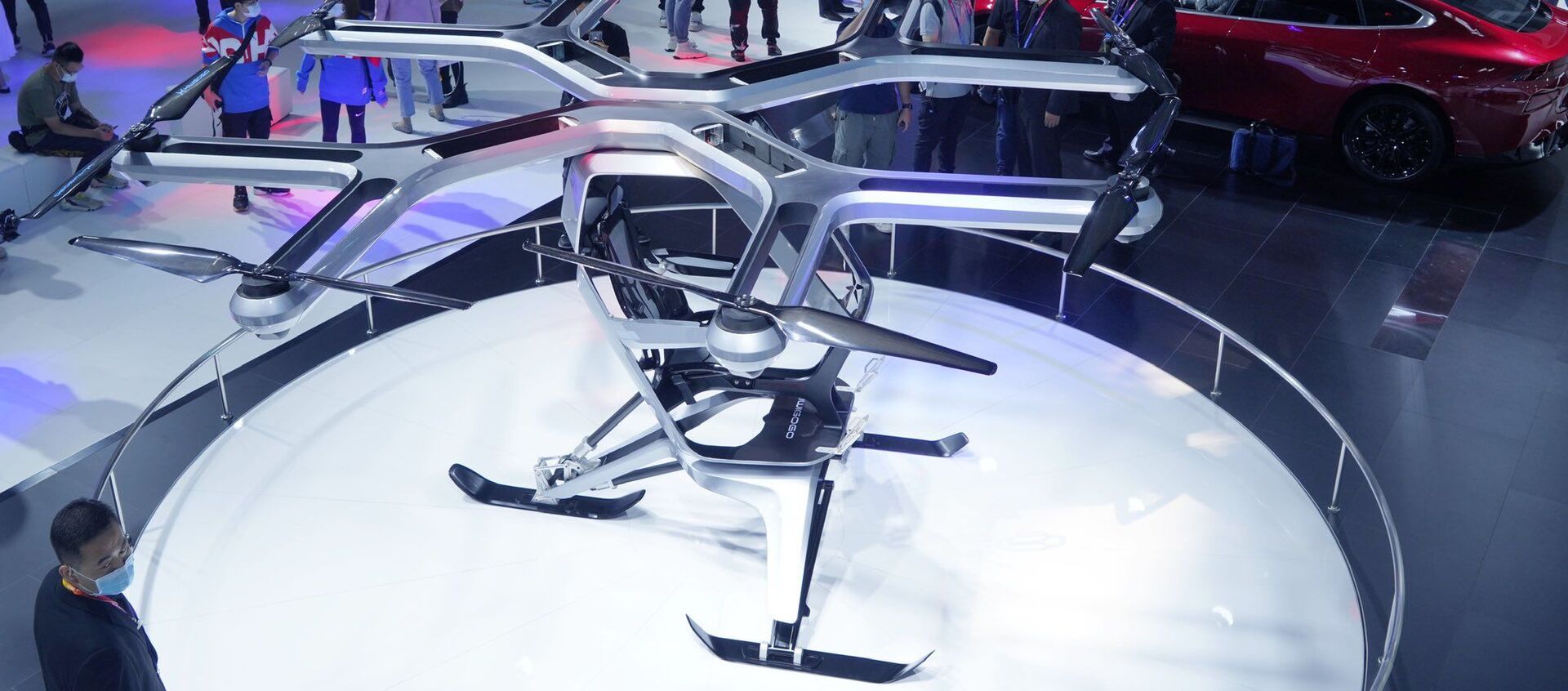 El prototipo de vehículo volador Kiwigogo de Xpeng Motors se exhibe en el Auto China 2020 - Sputnik Mundo, 1920, 27.09.2020
