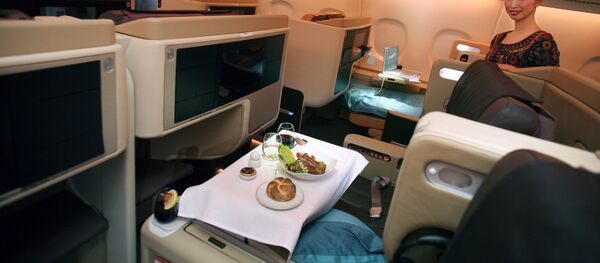 Comida a bordo de un A380 de Singapore Airlines - Sputnik Mundo
