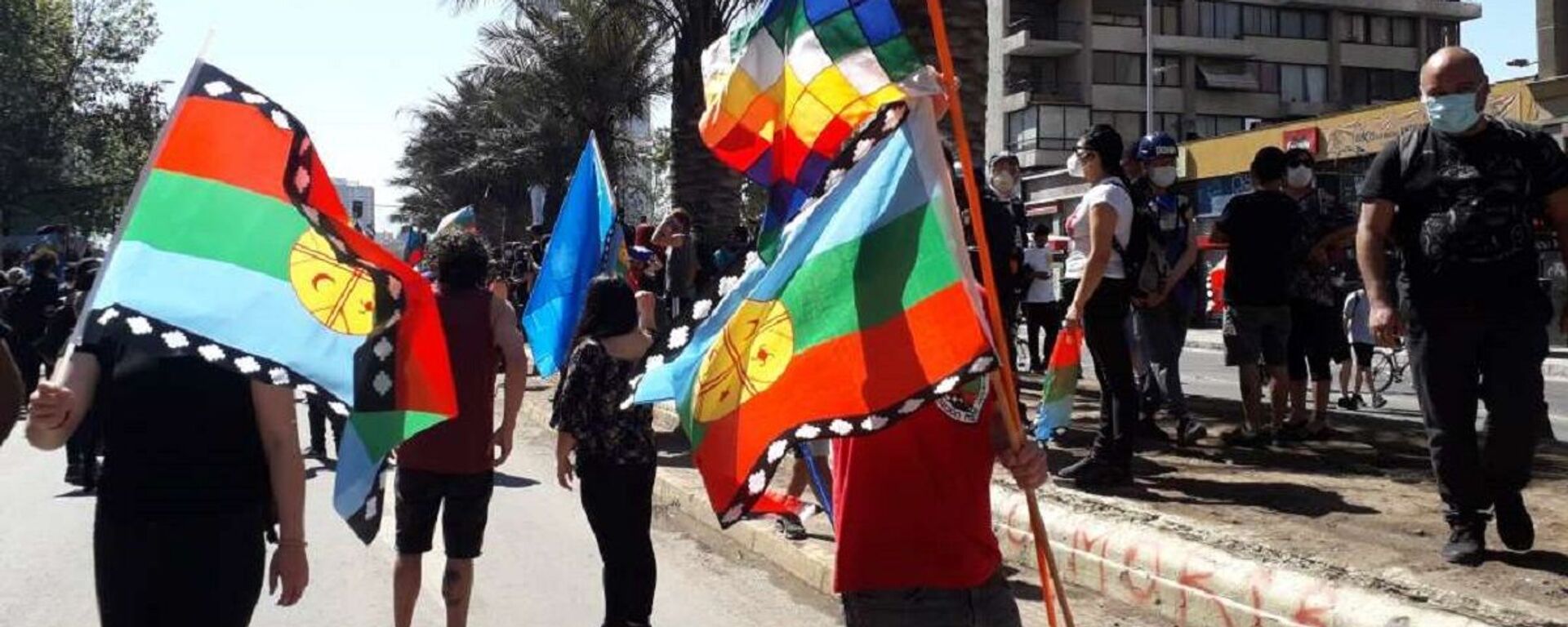 Marcha por la lucha mapuche y el 12 de octubre en Chile - Sputnik Mundo, 1920, 17.06.2021