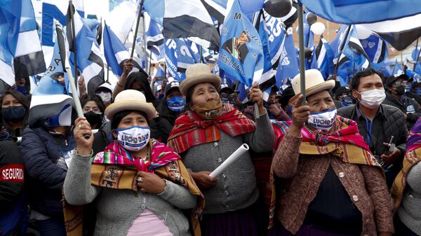 Simpatizantes del MAS en un acto en apoyo a Luis Arce. El Alto, 14 de octubre 2020 - Sputnik Mundo