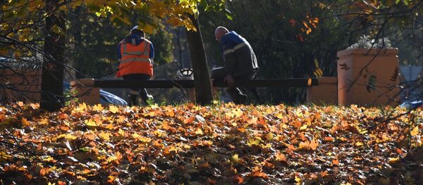 Dos barrenderos en Moscú - Sputnik Mundo