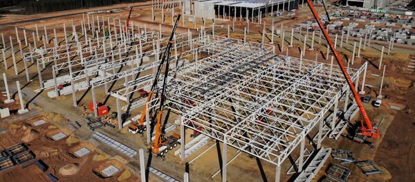 El sitio de construcción de la planta Gigafábrica de Tesla en Gruenheide, Alemania, el 19 de septiembre de 2020 - Sputnik Mundo