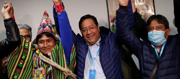 Los candidatos del MAS, Luis Alberto Arce Catacora y David Choquehuanca - Sputnik Mundo