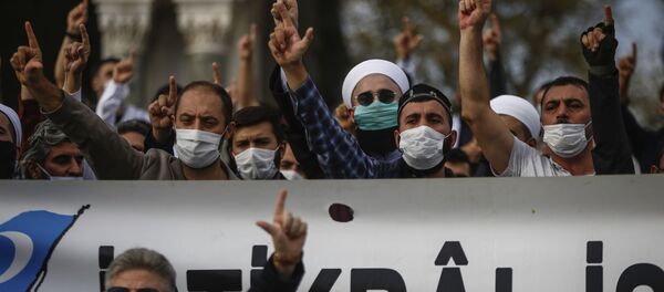 Una protesta en contra de Macron en Ankara, Turquía - Sputnik Mundo