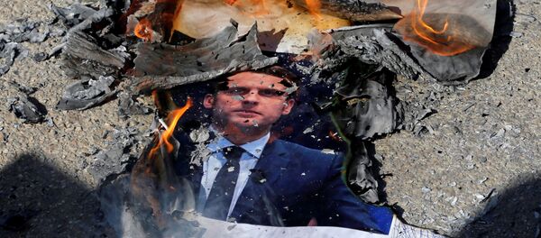 Protestas contra las declaraciones del presidente francés, Emmanuel Macron, en Palestina Protestas contra las declaraciones del presidente francés, Emmanuel Macron, en Palestina - Sputnik Mundo