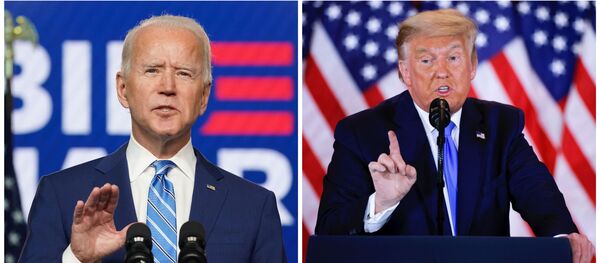 Joe Biden, candidato presidencial demócrata, y Donald Trump, presidente de EEUU - Sputnik Mundo