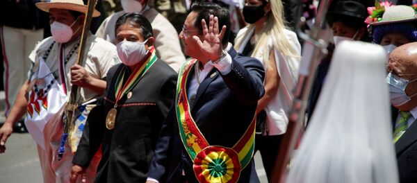 El presidente electo de Bolivia, Luis Arce, con el vicepresidente electo, David Choquehuanca - Sputnik Mundo