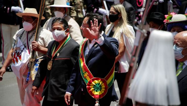 El presidente electo de Bolivia, Luis Arce, con el vicepresidente electo, David Choquehuanca - Sputnik Mundo