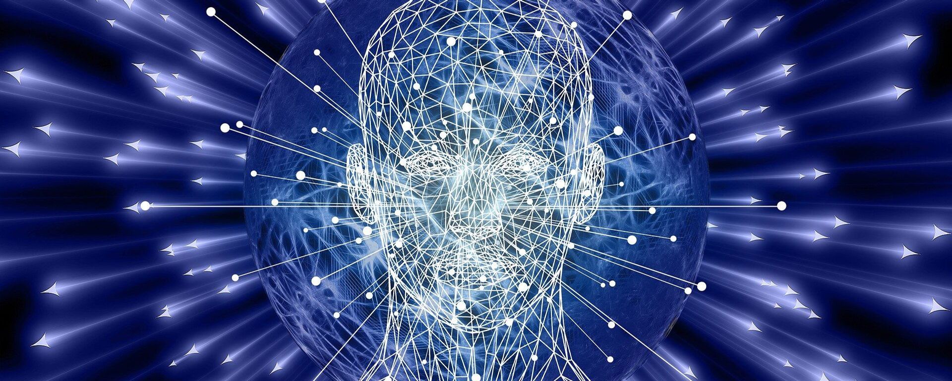 Un dibujo geométrico de un rostro humano con flechas que salen de él - Sputnik Mundo, 1920, 18.11.2020