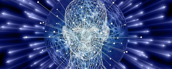 Un dibujo geométrico de un rostro humano con flechas que salen de él - Sputnik Mundo