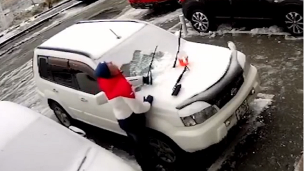 Un ruso evita morir aplastado por un bloque de hormigón que cae sobre su auto Un ruso evita morir aplastado por un bloque de hormigón que cae sobre su auto - Sputnik Mundo