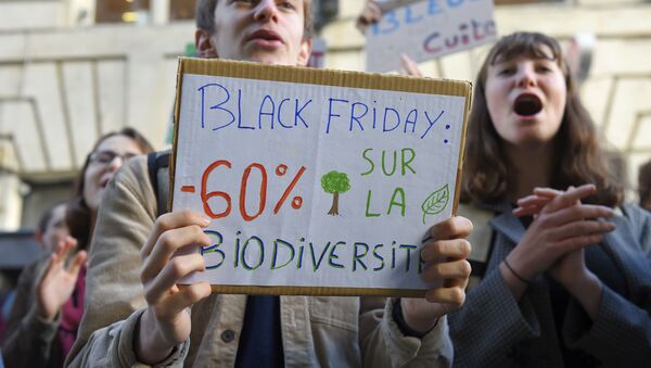 Imagen referencial de una protesta contra el Black Friday - Sputnik Mundo