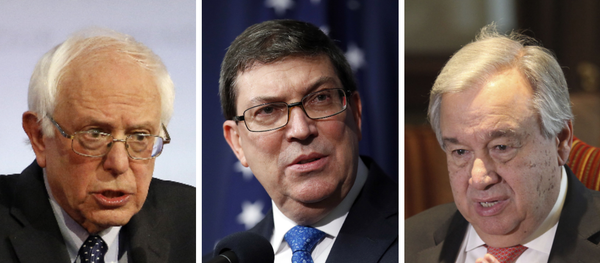 De derecha a izquierda: Bernie Sanders, Bruno Rodríguez, Antonio Guterres - Sputnik Mundo