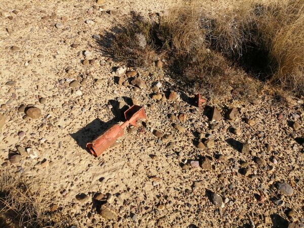 Un proyectil encontrado en el suelo del Parque Nacional de las Bardenas Reales, en Navarra. - Sputnik Mundo