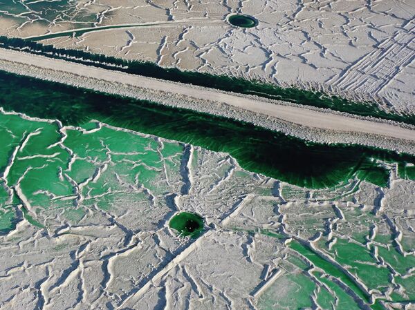 Detalle de las balsas de fosfoyesos en Huelva, al sur de España - Sputnik Mundo
