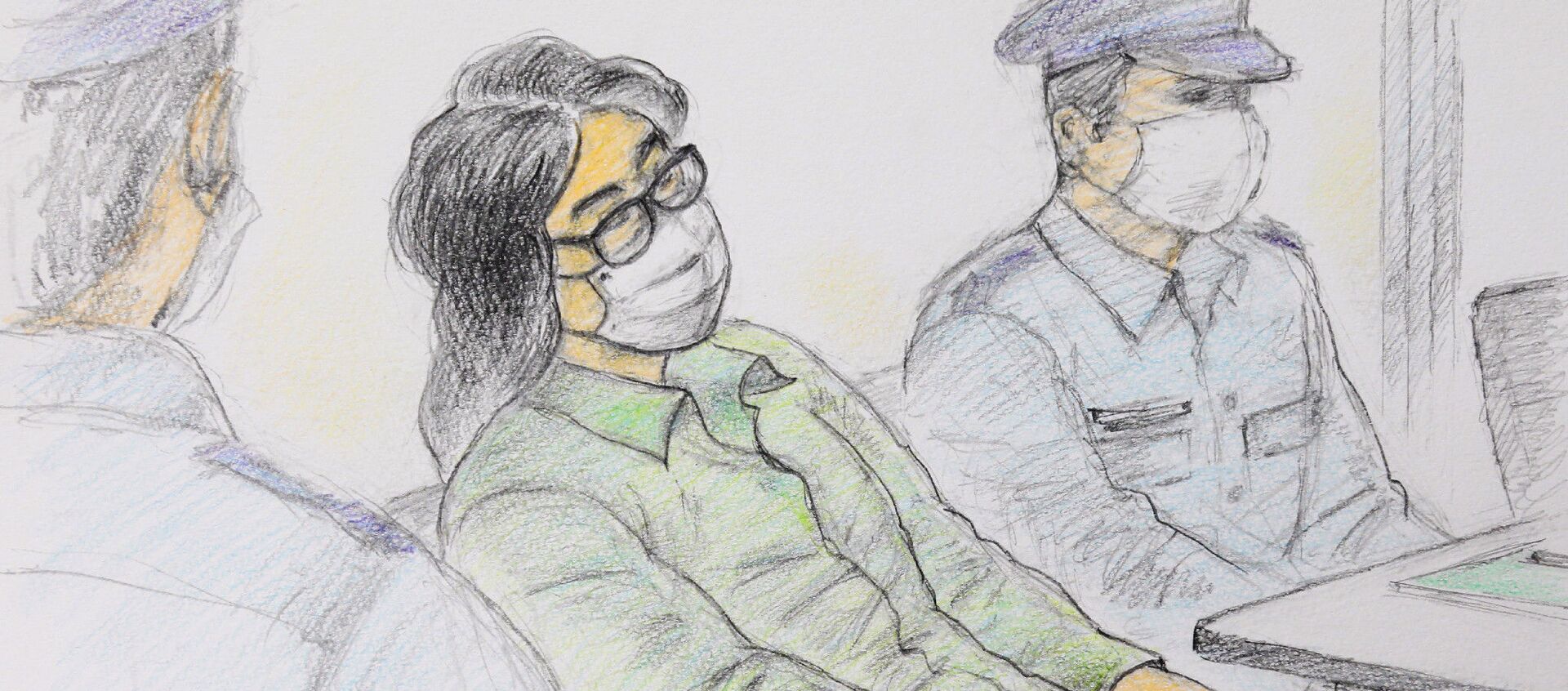 Takahiro Shiraishi en la sala del juicio, ilustración Takahiro Shiraishi en la sala del juicio, ilustración - Sputnik Mundo, 1920, 15.12.2020