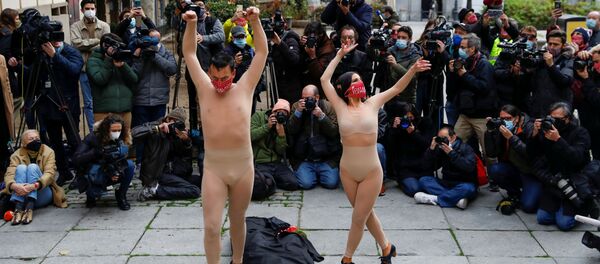 Manifestación de los profesionales de los tablaos flamencos en Madrid  - Sputnik Mundo