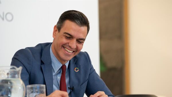 El presidente del Gobierno, Pedro Sánchez, durante su participación por videoconferencia en el Foro de Política Exterior de la Fundación Körber. - Sputnik Mundo