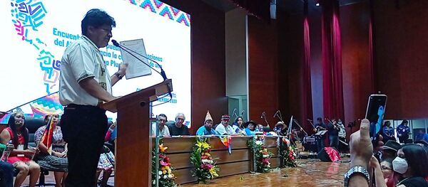 El expresidente boliviano Evo Morales durante el Encuentro de los pueblos y organizaciones del Abya Yala - Sputnik Mundo