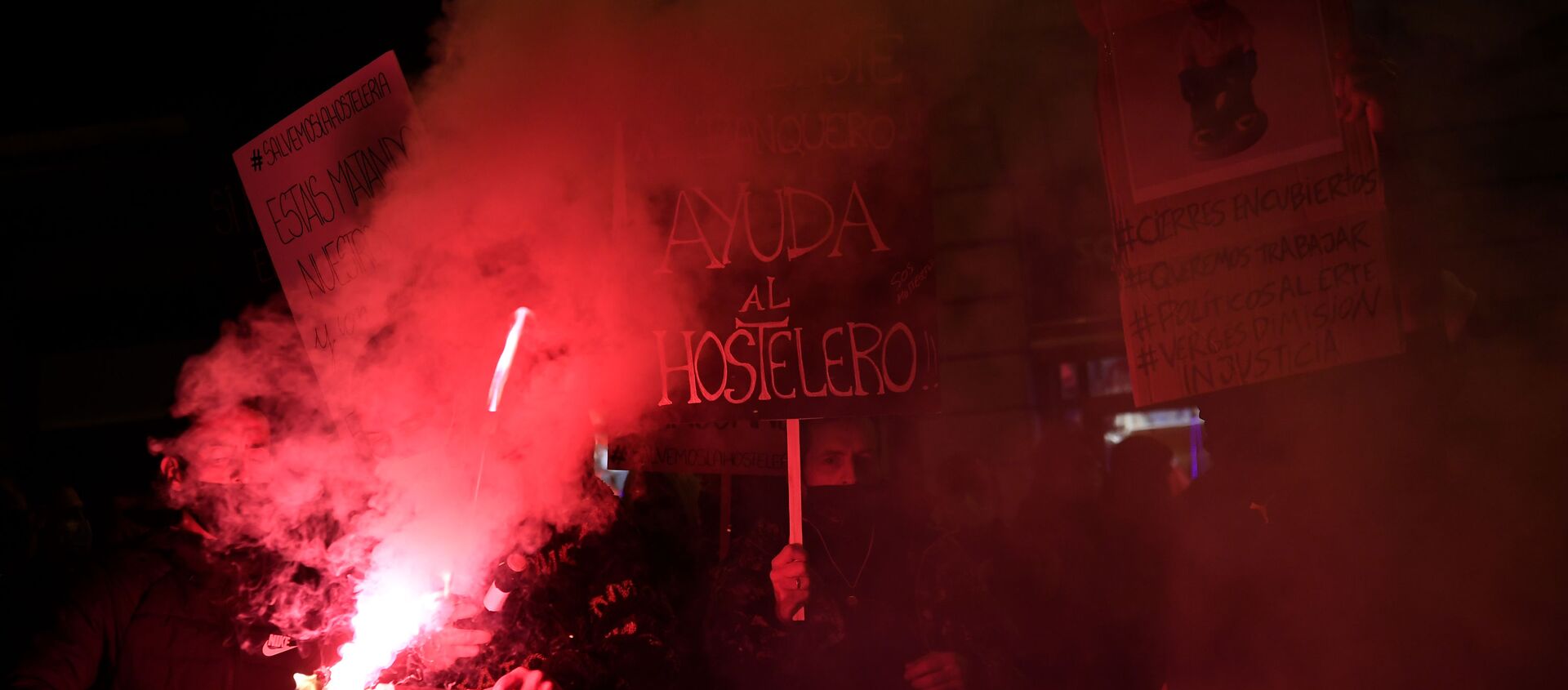 Manifestación de hosteleros en Barcelona el 21 de diciembre - Sputnik Mundo, 1920, 22.12.2020