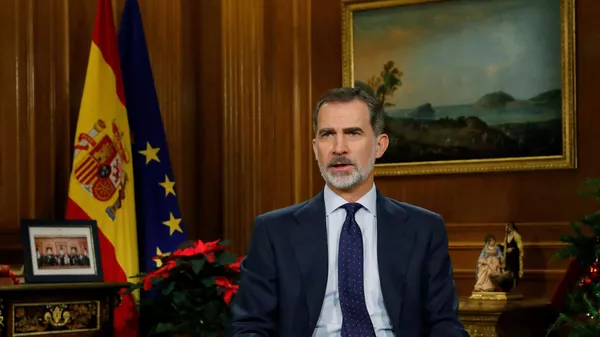 El rey Felipe VI durante el mensaje de Navidad de 2019 - Sputnik Mundo