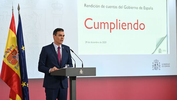 Pedro Sánchez en la rueda de prensa del balance del año - Sputnik Mundo