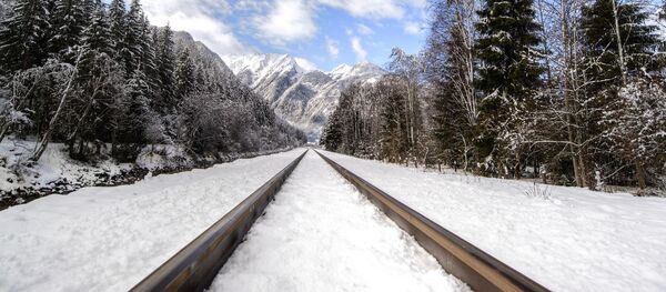 Un ferrocarril en invierno (imagen referencial) - Sputnik Mundo