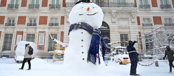 La borrasca Filomena deja Madrid bajo un grueso manto de nieve - Sputnik Mundo