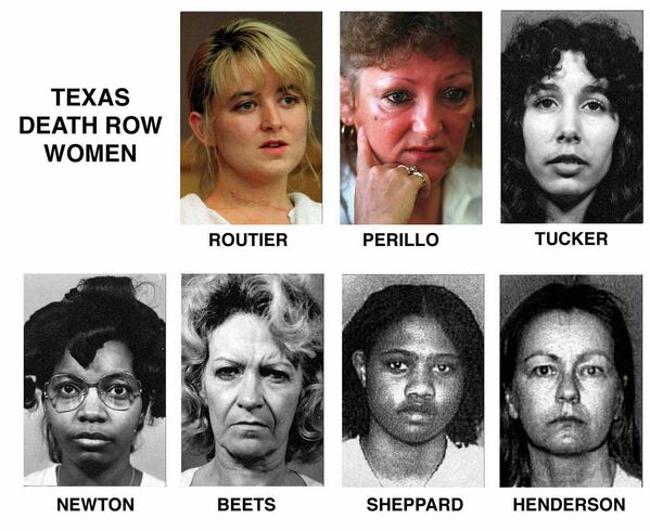 Actualmente, hay siete mujeres condenadas a pena de muerte en la Unidad de Mountain View del Departamento de Justicia Criminal de Texas. La lista incluye a Darlie Routier, Pamela Lynn Perillo, Karla Faye Tucker, Betty Lou Beets, Frances Elaine Newton, Erica Yvonne Sheppard y Cathy Lynn Henderson. - Sputnik Mundo