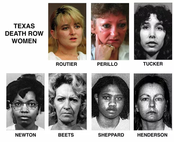 Actualmente, hay siete mujeres condenadas a pena de muerte en la Unidad de Mountain View del Departamento de Justicia Criminal de Texas. La lista incluye a Darlie Routier, Pamela Lynn Perillo, Karla Faye Tucker, Betty Lou Beets, Frances Elaine Newton, Erica Yvonne Sheppard y Cathy Lynn Henderson. Actualmente, hay siete mujeres condenadas a pena de muerte en la Unidad de Mountain View del Departamento de Justicia Criminal de Texas. La lista incluye a Darlie Routier, Pamela Lynn Perillo, Karla Faye Tucker, Betty Lou Beets, Frances Elaine Newton, Erica Yvonne Sheppard y Cathy Lynn Henderson. - Sputnik Mundo