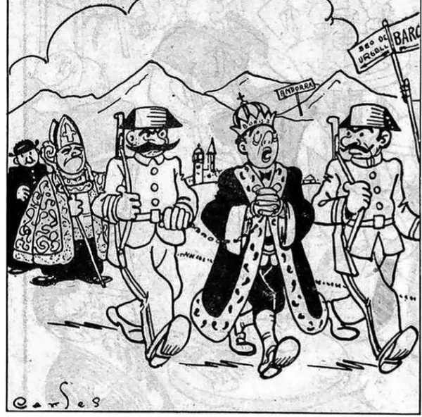 Viñeta satírica de prensa sobre la proclamación de Boris Skósyrev como rey de Andorra Viñeta satírica de prensa sobre la proclamación de Boris Skósyrev como rey de Andorra - Sputnik Mundo